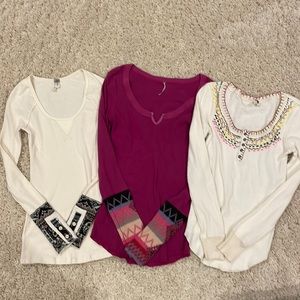 Free People-Bundle of 3 Thermal Tops-M